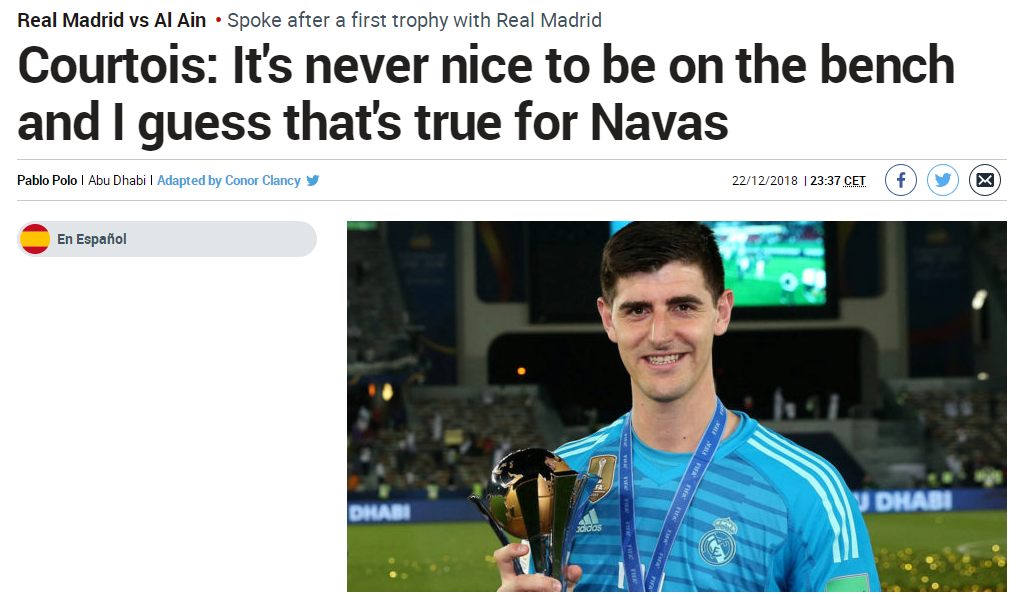 皇马主帅索拉里力挺门将库尔图瓦：他是我们的最佳守门员的简单介绍